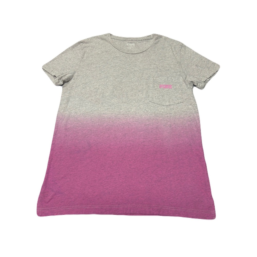 PINK Victorias Secret Ombre T-Shirt Oversized M Dip Dye Pocket Soft Girl Lounge